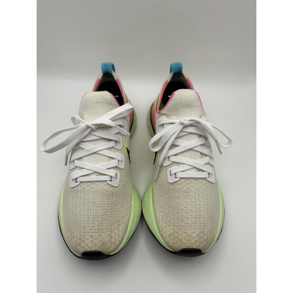 Nike React Infinity Run Flyknit White Volt Pink Women's Running Shoes Size 8 - Picture 5 of 7